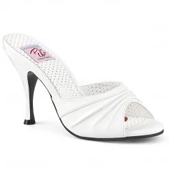 Pin Up Couture 4 1/4" Flared Heel Pleated Mule (MONROE-01) Strapless/Mule