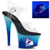 Pleaser Shoes 7" Heel Cut-Out UV-Reactive Mermaid Platform (MOON-708MER)