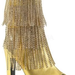 Pink Label By Pleaser Funtasma - Halloween 4" Heel Glitter Fringe Bootie (QUEEN-100)