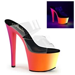 Pleaser Shoes Shop By Style 7" Heel Two Band Slide (RAINBOW-302UV)
