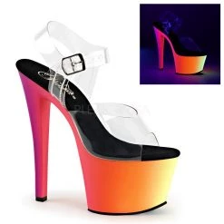 Pleaser Shoes 7" Heel Ankle Strap Sandal (RAINBOW-308UV)