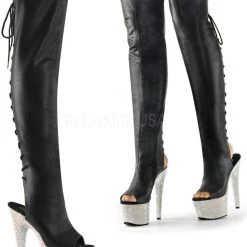 Pleaser Shoes 7" Open Toe Thigh Boot (BEJEWELED-3019DM-7)