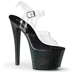 Pleaser Shoes 7" Heel Ankle Strap Sandal Featuring Iridescent Glitter (SKY-308MG)