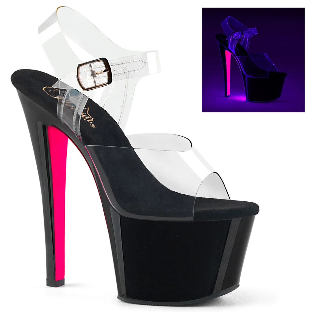 Pleaser Shoes 7" Heel UV Reactive Platform Sandal (SKY-308TT) 3 Pleaser Shoes 7" Heel UV Reactive Platform Sandal (SKY-308TT)