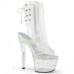 Pleaser Shoes 7" Open Toe Ankle Rhinestone Boot (STARDANCE-1018C-7)