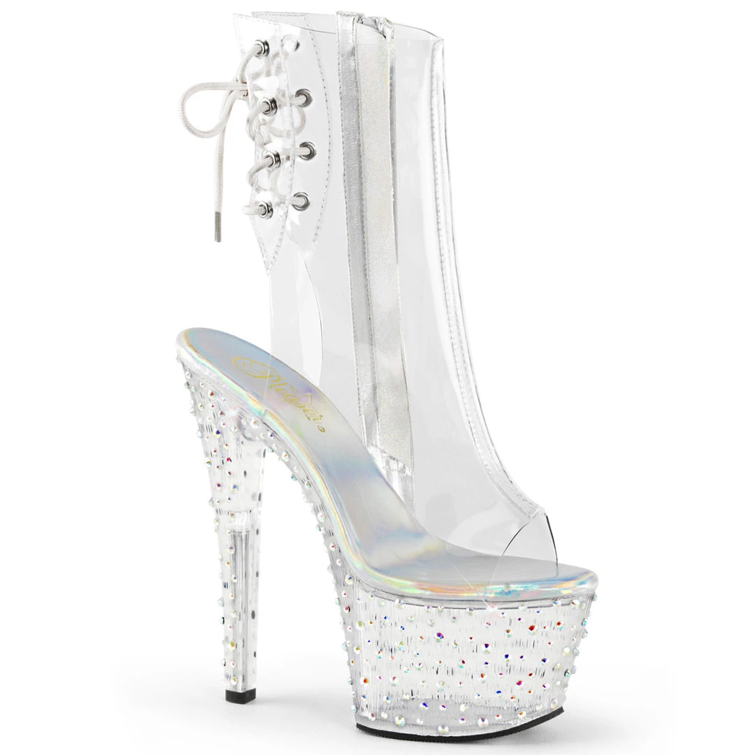 Pleaser Shoes 7" Open Toe Ankle Rhinestone Boot (STARDANCE-1018C-7) 3 Pleaser Shoes 7" Open Toe Ankle Rhinestone Boot (STARDANCE-1018C-7)