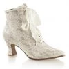 Fabulicious 2 3/4" Heel Victorian Lace Overlay Ankle Bootie (VICTORIAN-30) Pleaser Shoes